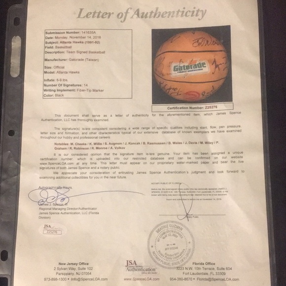 Atlanta Hawks 1992 Official team signed basketball - Picture 5 of 5